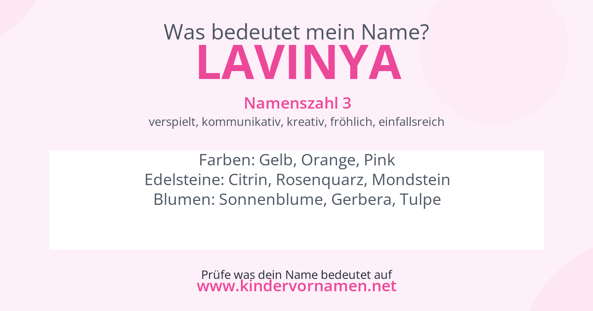 Was bedeutet der Name Lavinya?