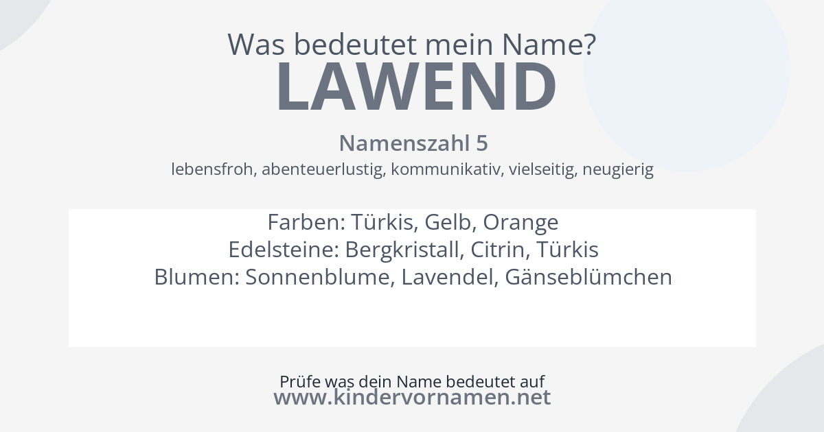 Was bedeutet der Name Lawend?