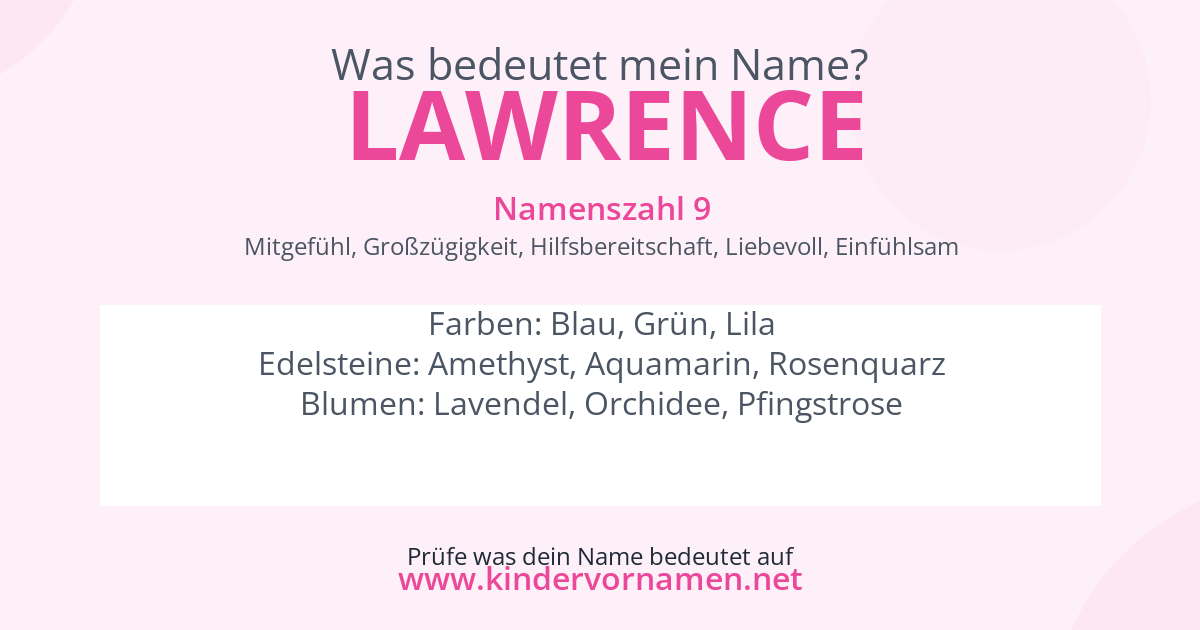 Was bedeutet der Name Lawrence?