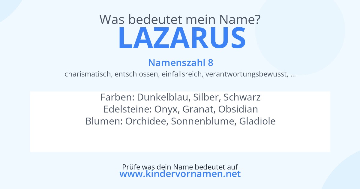 Was bedeutet der Name Lazarus?