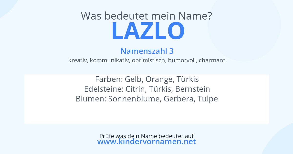 Was bedeutet der Name Lazlo?