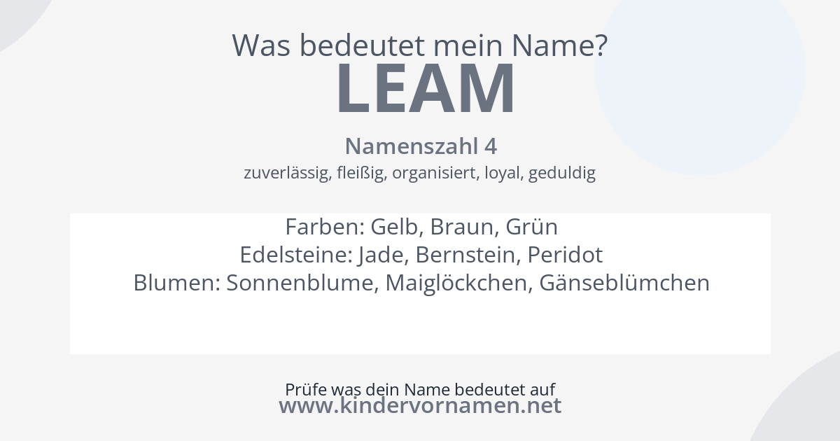 Was bedeutet der Name Leam?
