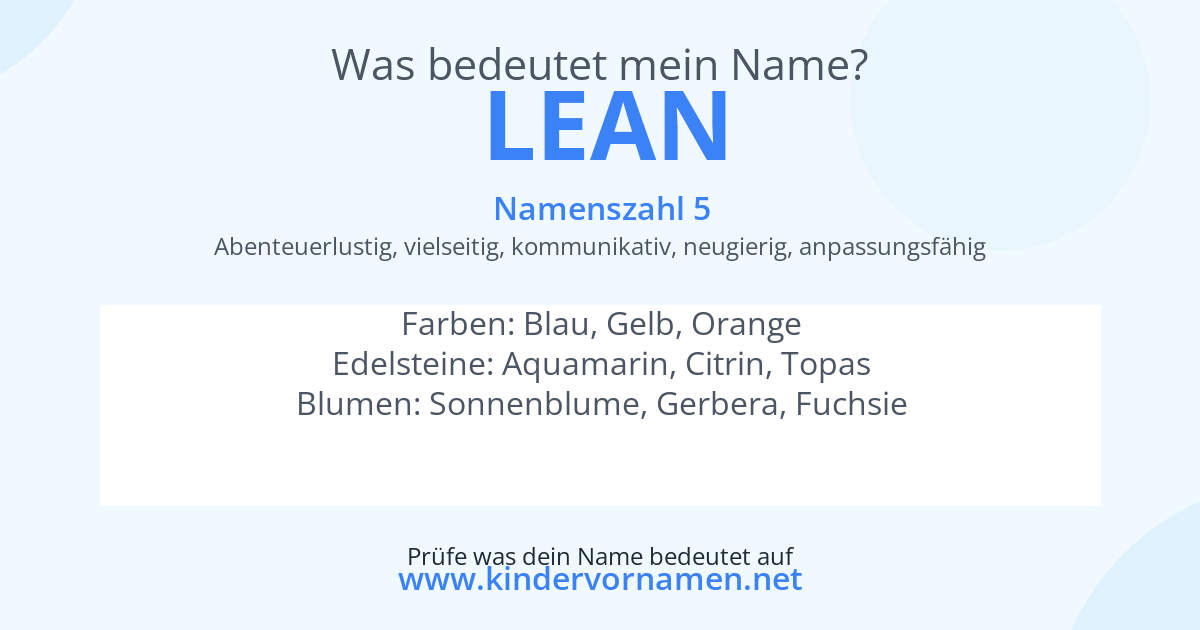 Was bedeutet der Name Lean?