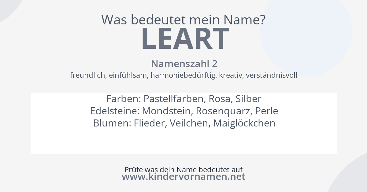 Was bedeutet der Name Leart?