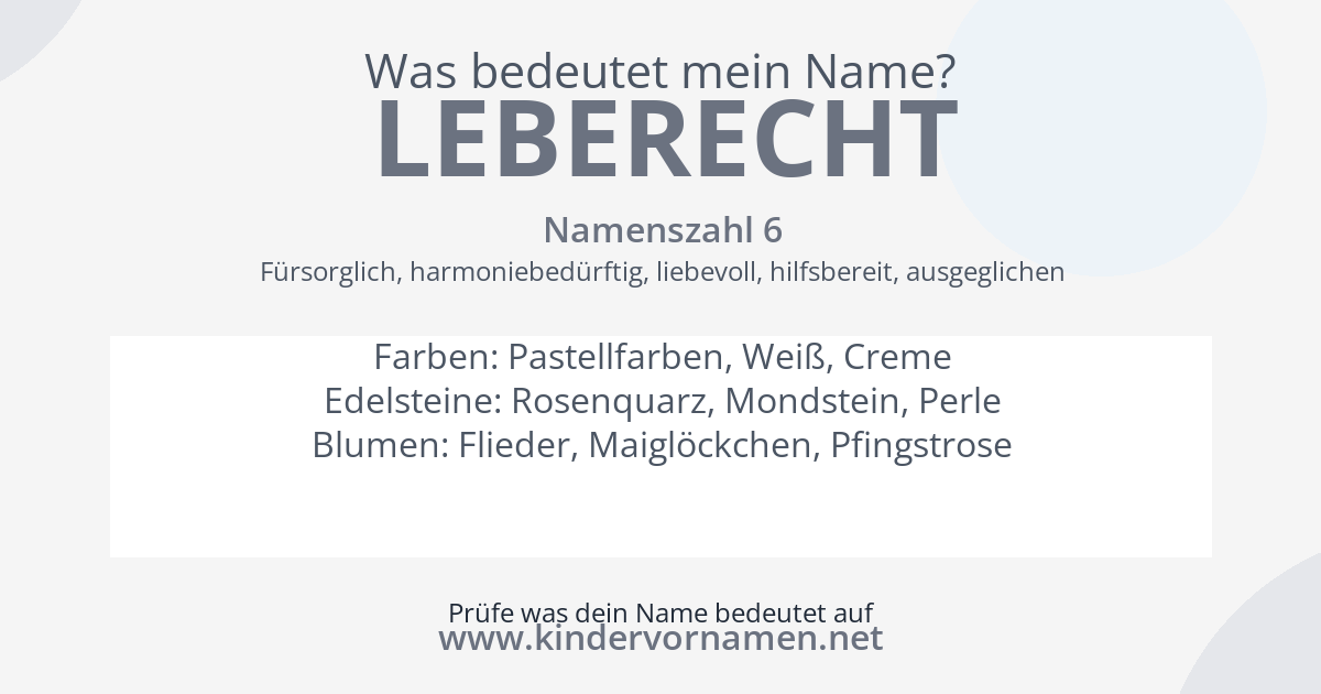 Was bedeutet der Name Leberecht?