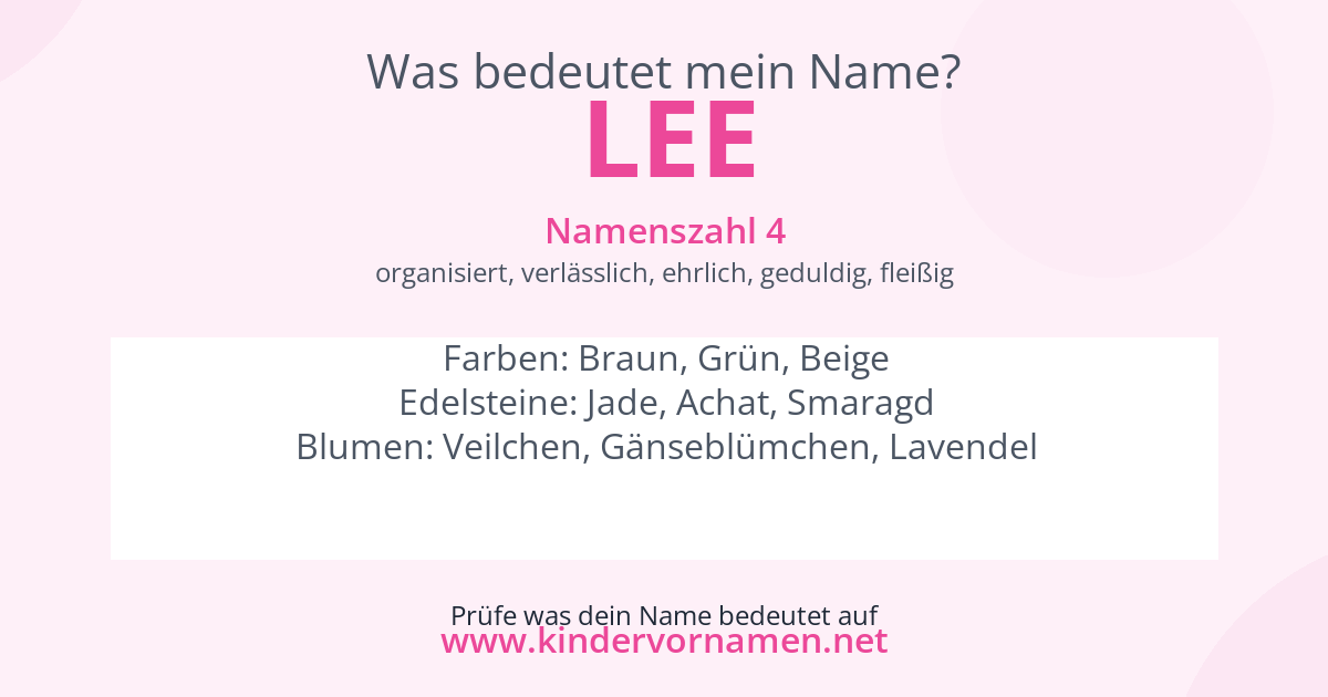 Was bedeutet der Name Lee?