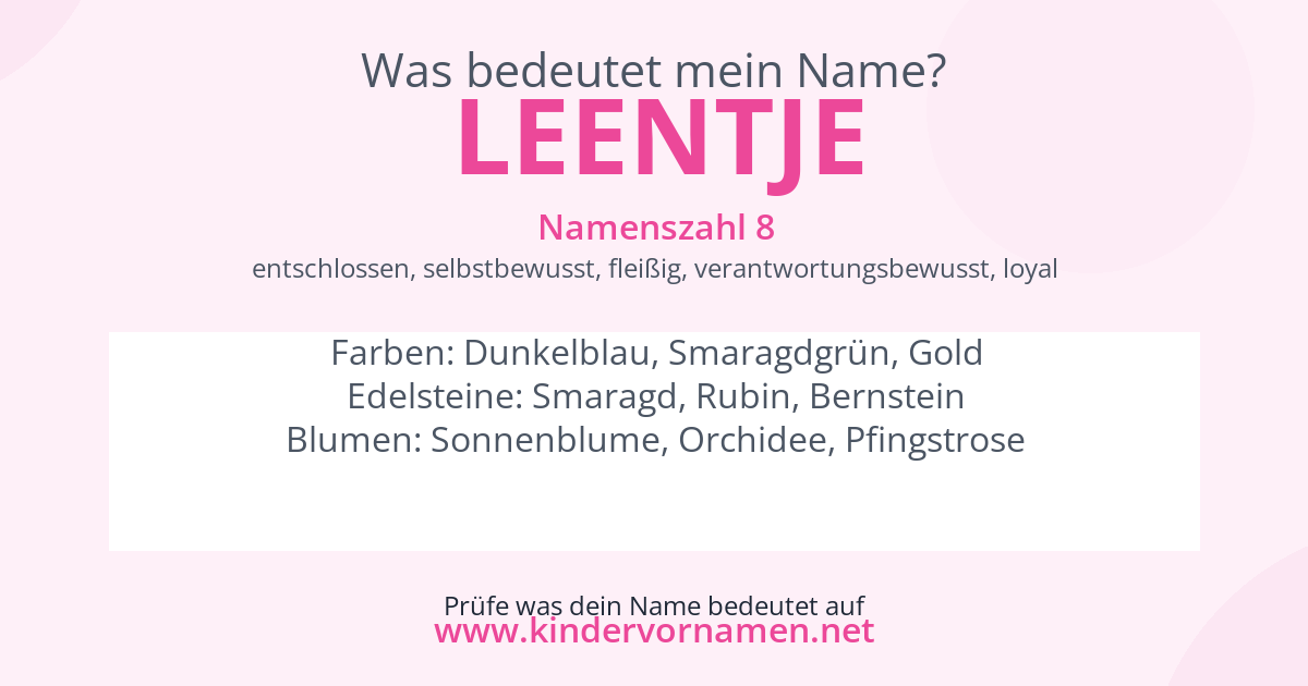 Was bedeutet der Name Leentje?