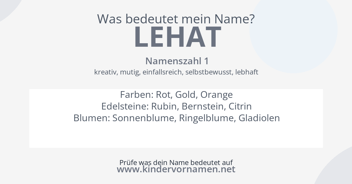 Was bedeutet der Name Lehat?
