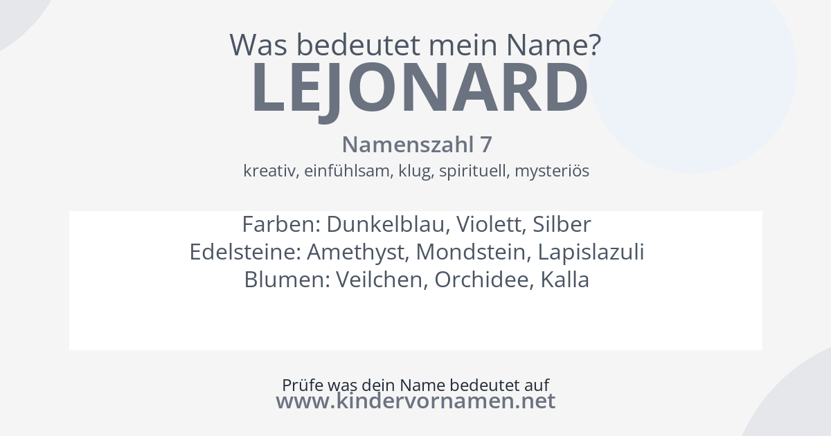 Was bedeutet der Name Lejonard?