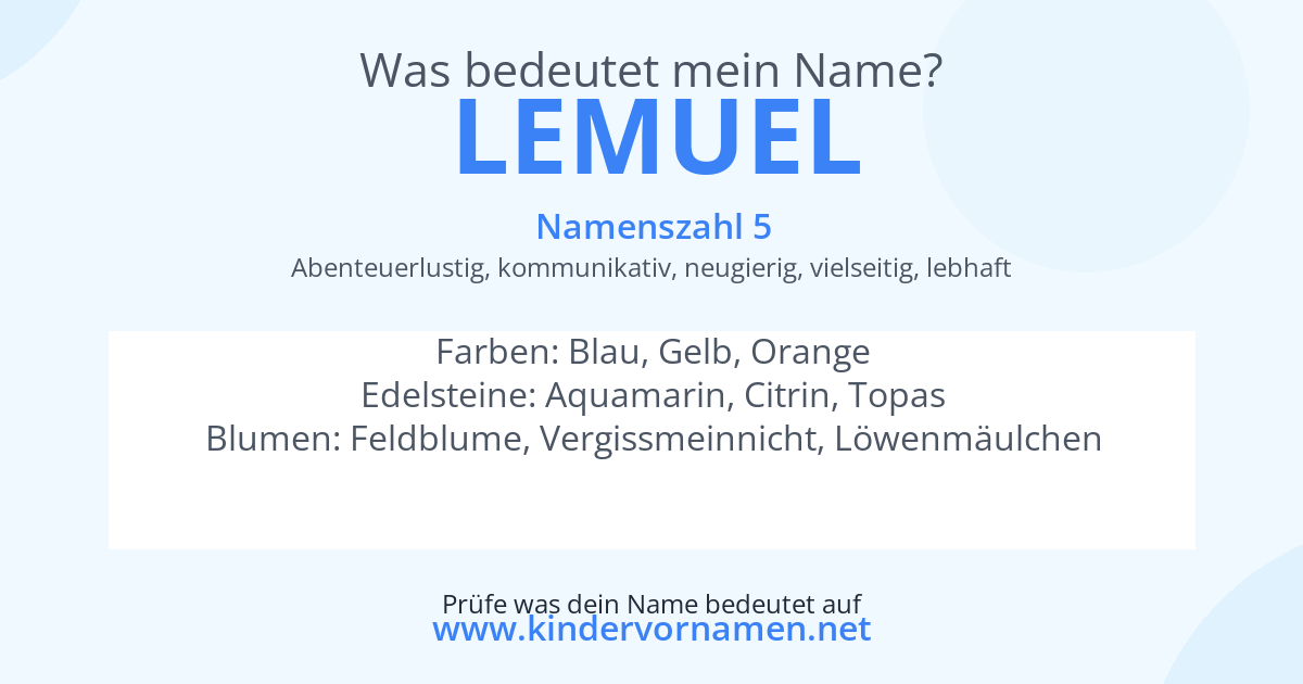 Was bedeutet der Name Lemuel?