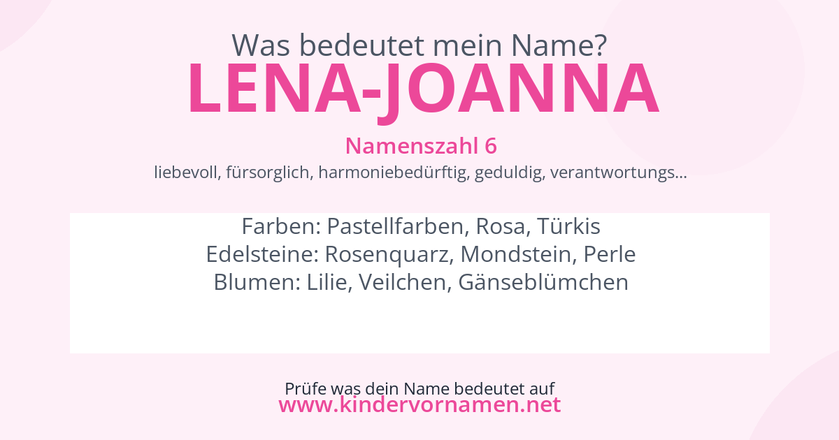 Was bedeutet der Name Lena-Joanna?