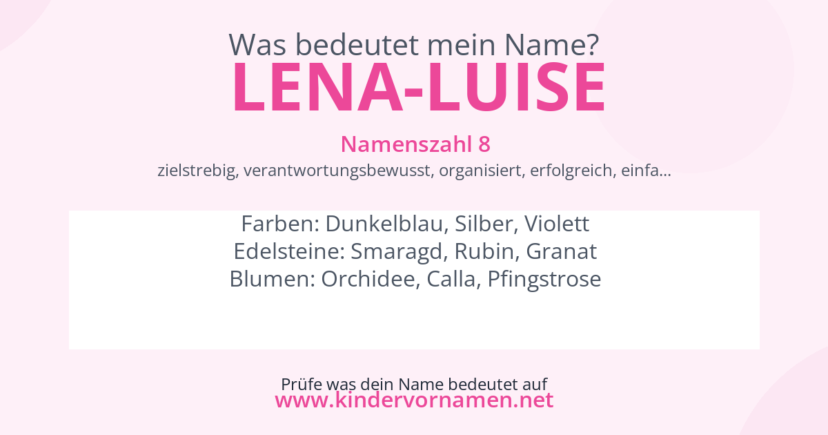 Was bedeutet der Name Lena-Luise?