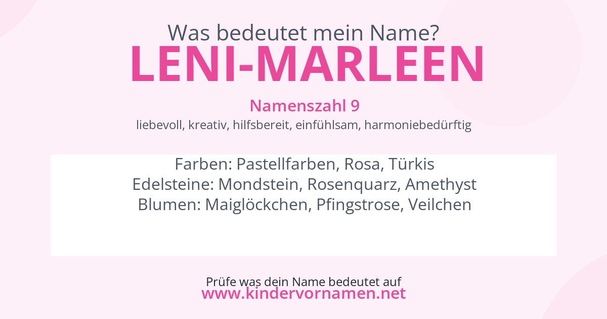 Was bedeutet der Name Leni-Marleen?