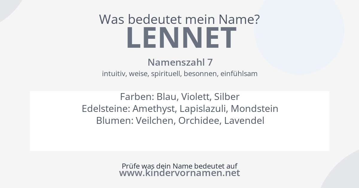 Was bedeutet der Name Lennet?