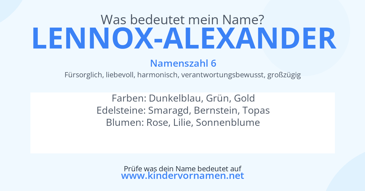 Was bedeutet der Name Lennox-Alexander?