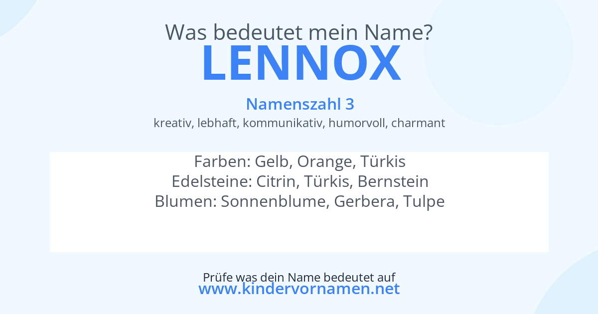 Was bedeutet der Name Lennox?