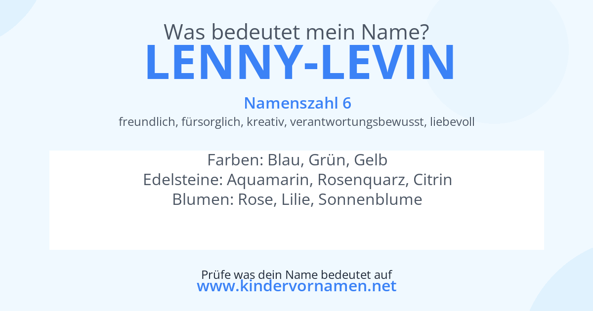 Was bedeutet der Name Lenny-Levin?