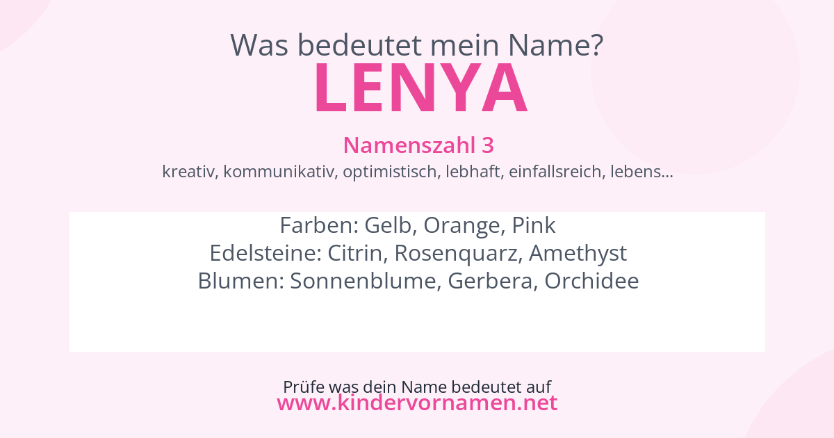 Was bedeutet der Name Lenya?