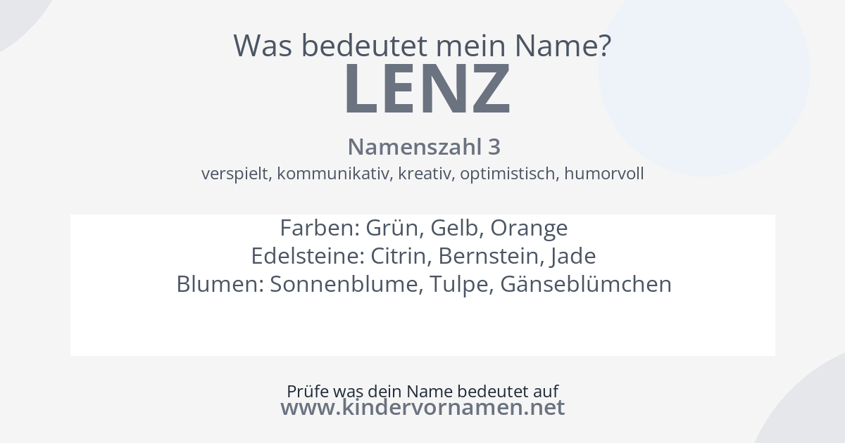 Was bedeutet der Name Lenz?