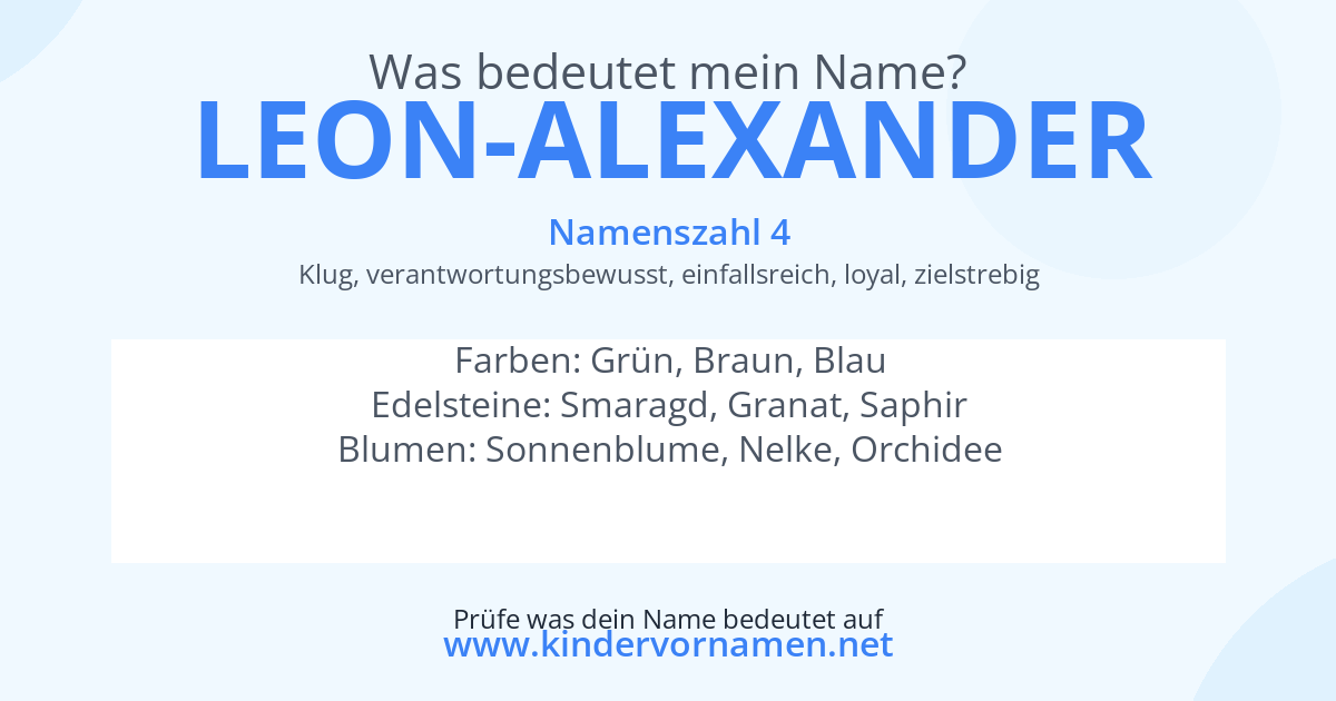 Was bedeutet der Name Leon-Alexander?