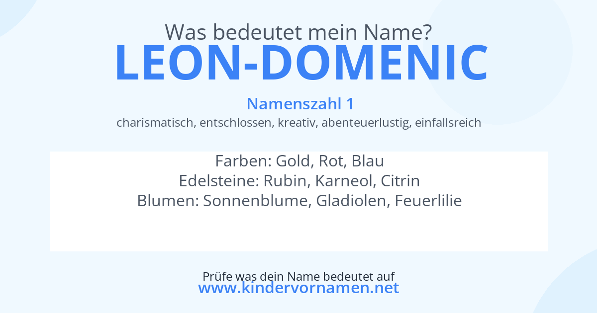 Was bedeutet der Name Leon-Domenic?