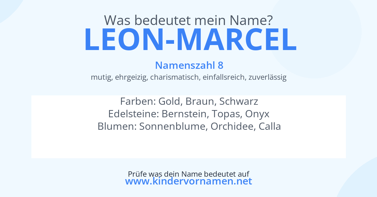 Was bedeutet der Name Leon-Marcel?