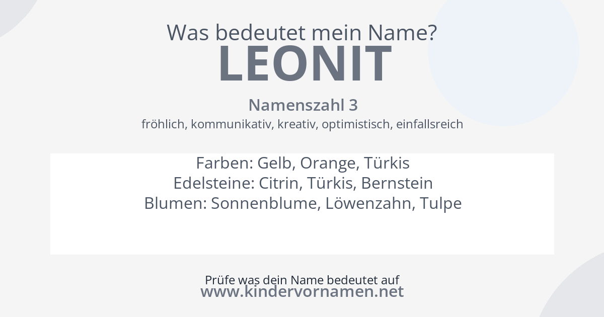 Was bedeutet der Name Leonit?