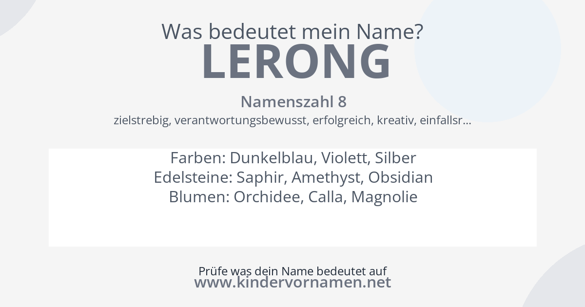 Was bedeutet der Name Lerong?