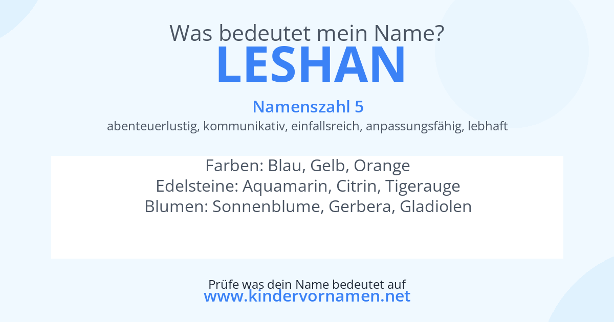 Was bedeutet der Name Leshan?