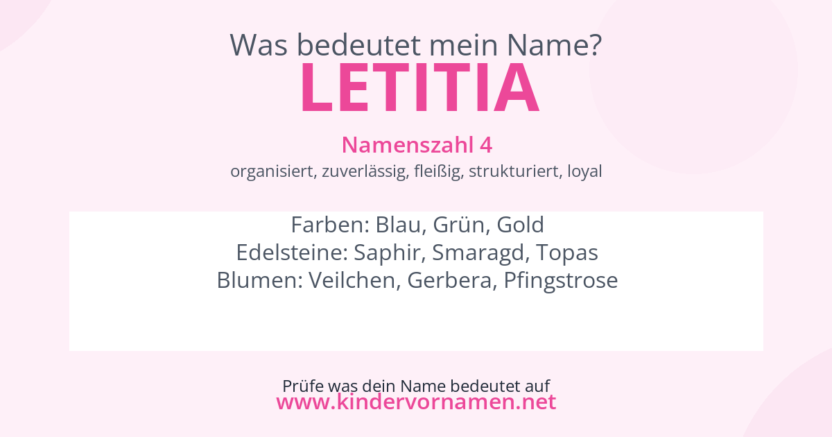 Was bedeutet der Name Letitia?