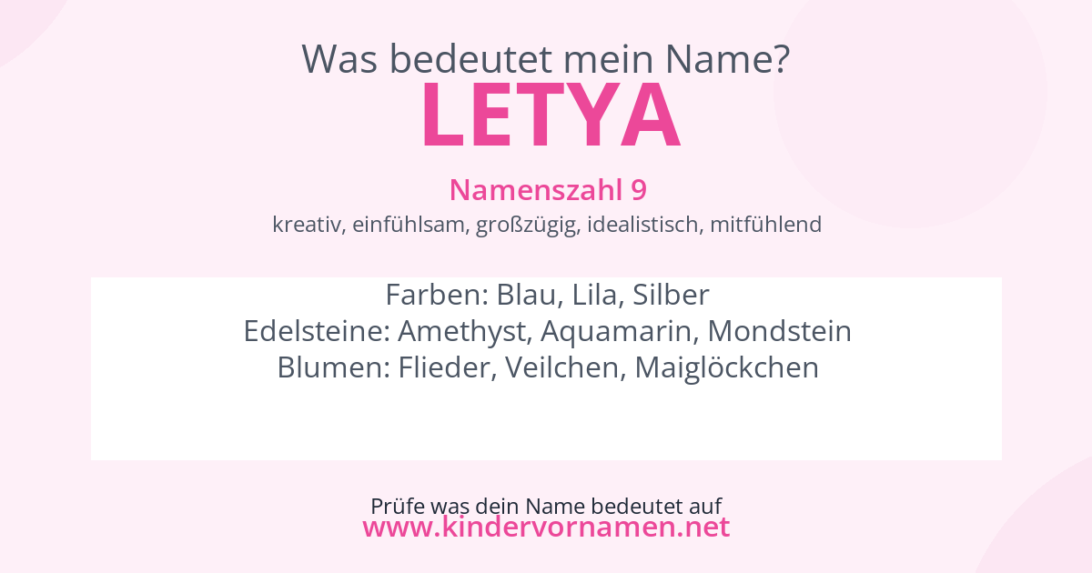 Was bedeutet der Name Letya?