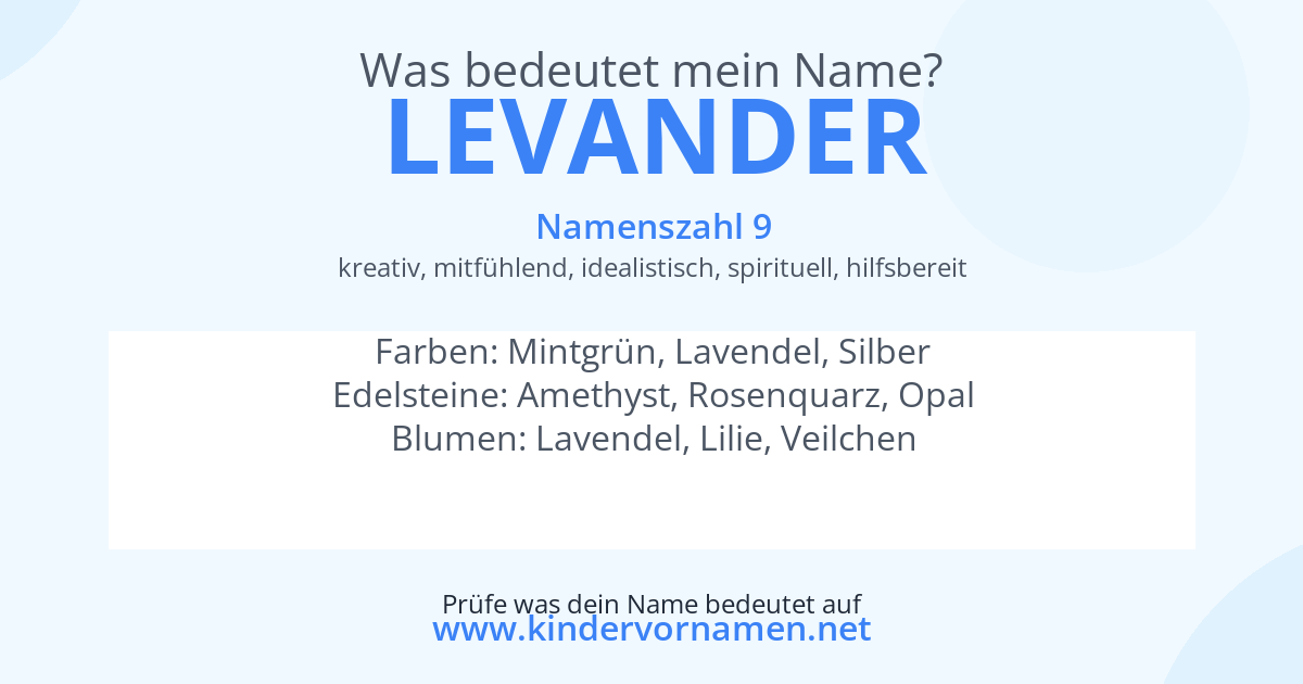 Was bedeutet der Name Levander?