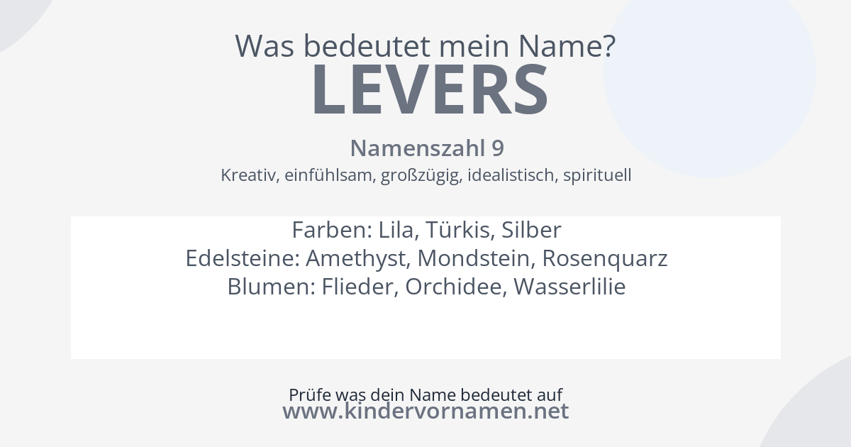 Was bedeutet der Name Levers?