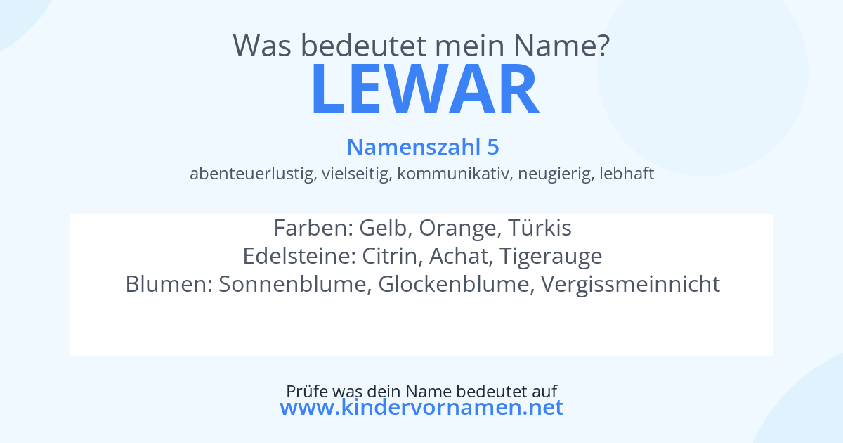 Was bedeutet der Name Lewar?