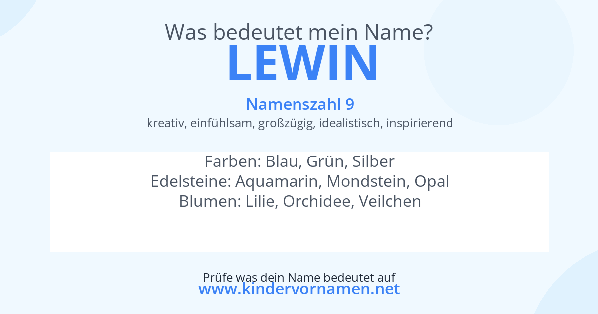 Was bedeutet der Name Lewin?