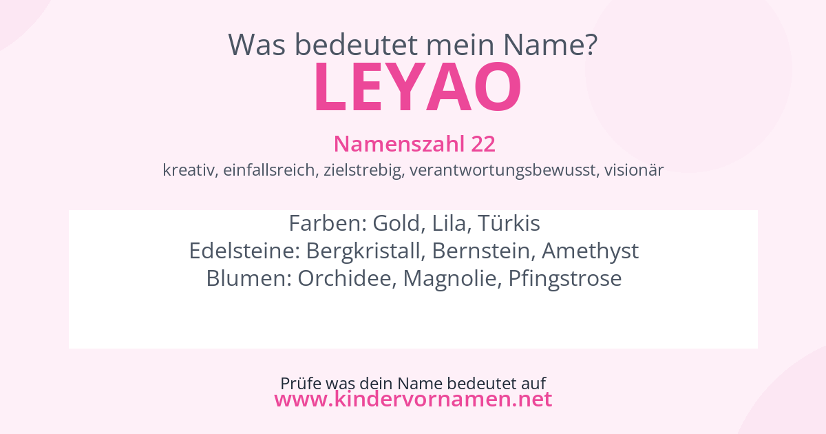 Was bedeutet der Name Leyao?