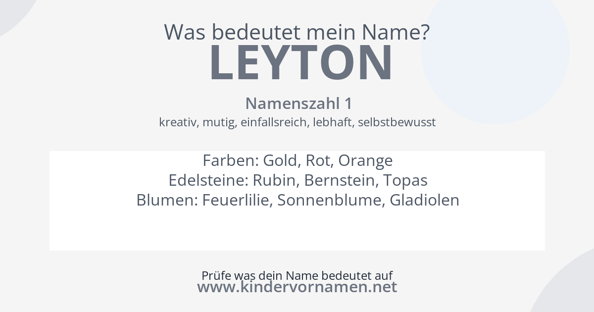 Was bedeutet der Name Leyton?