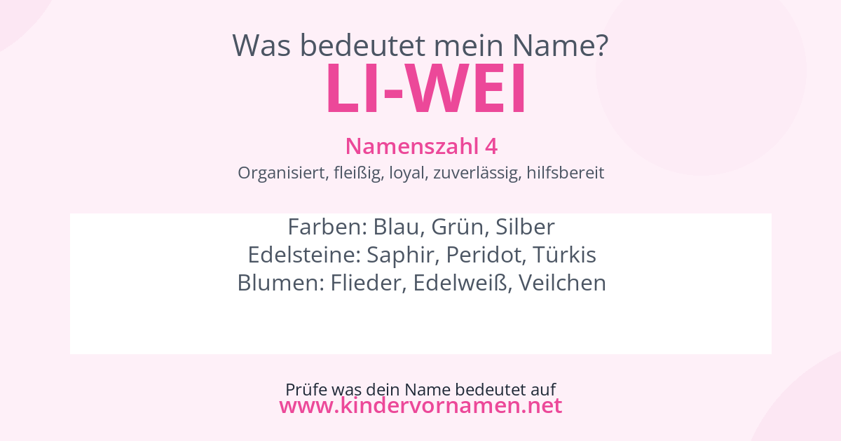 Was bedeutet der Name Li-Wei?