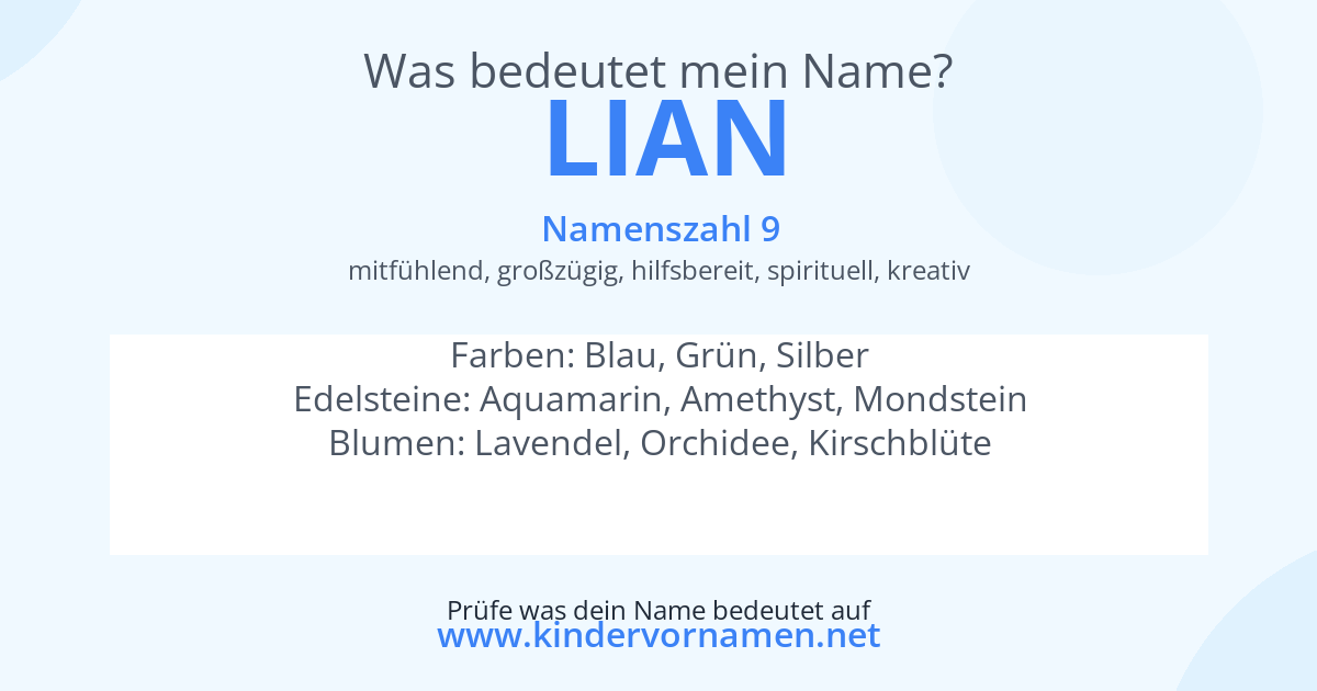 Was bedeutet der Name Lian?