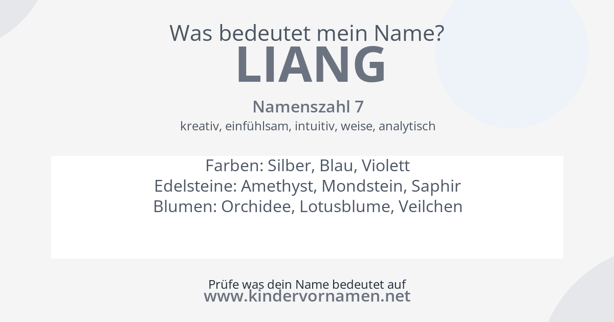 Was bedeutet der Name Liang?