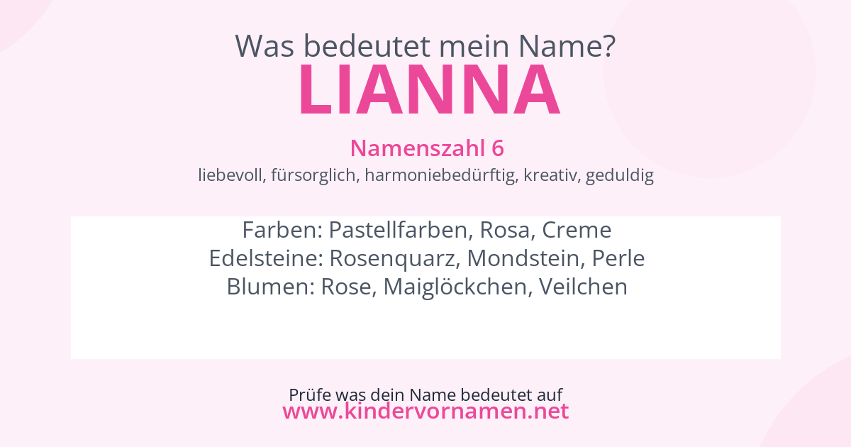 Was bedeutet der Name Lianna?