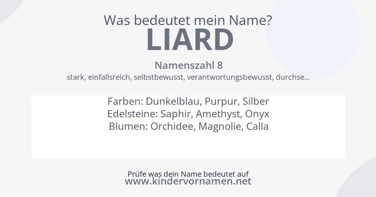Was bedeutet der Name Liard?