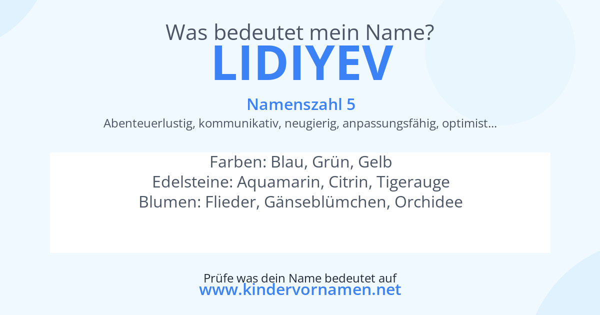 Was bedeutet der Name Lidiyev?