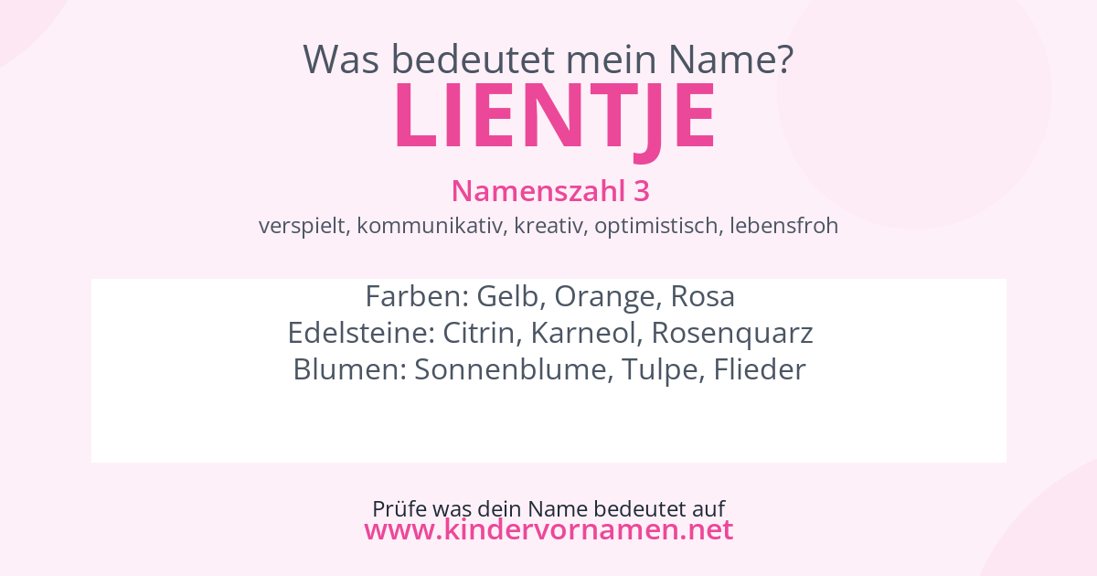 Was bedeutet der Name Lientje?