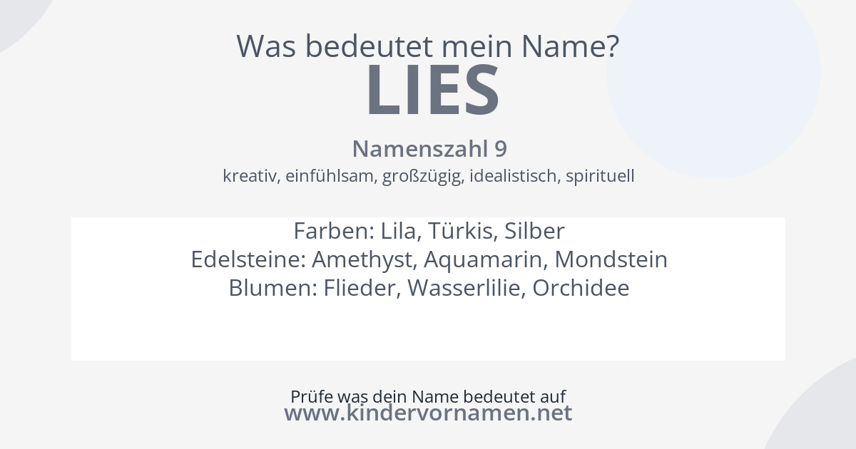 Was bedeutet der Name Lies?