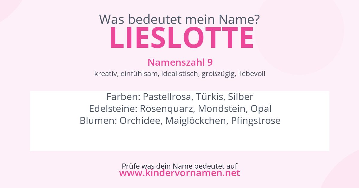 Was bedeutet der Name Lieslotte?