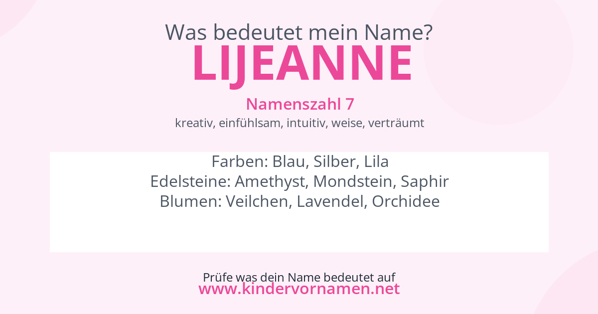 Was bedeutet der Name Lijeanne?