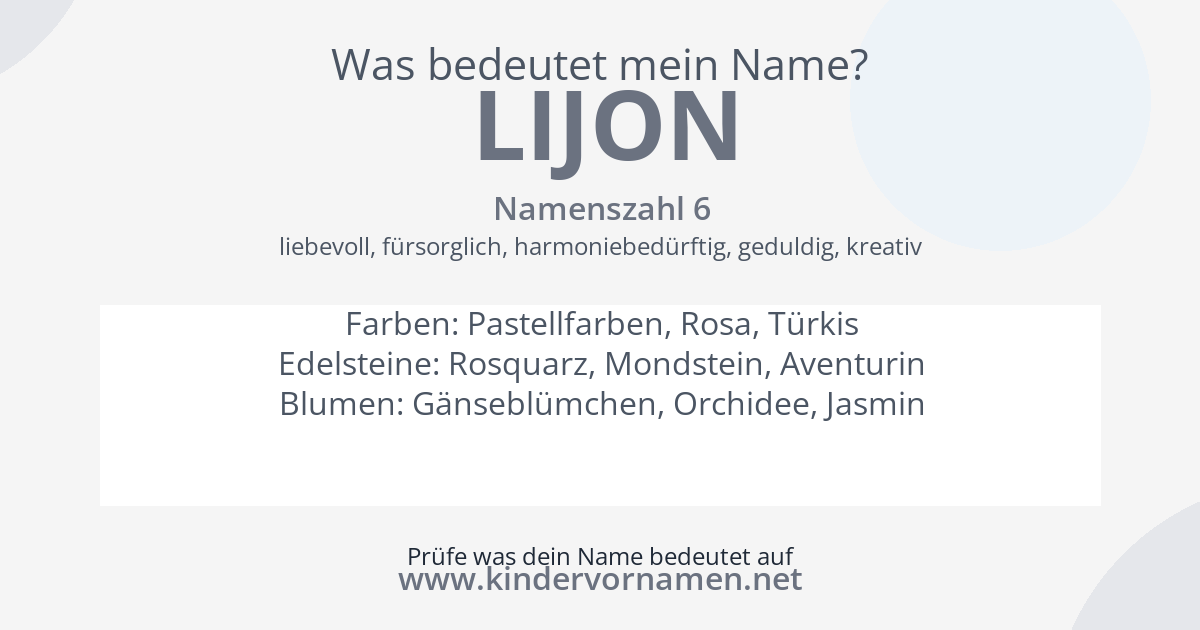 Was bedeutet der Name Lijon?