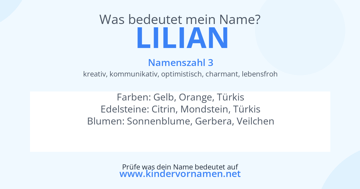 Was bedeutet der Name Lilian?