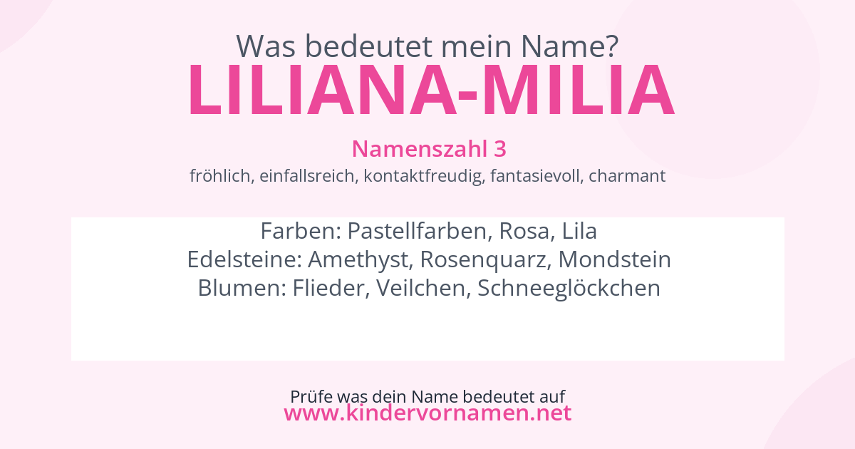 Was bedeutet der Name Liliana-Milia?